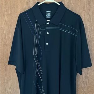 Page &Tuttle Men's Black Polo Shirt with Subtle Stripe Detail